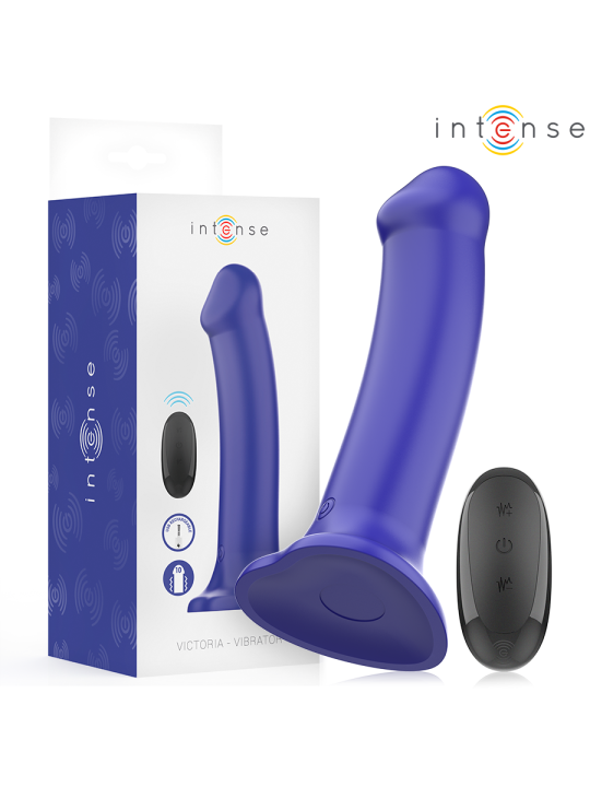 INTENSE - VIBRATORE VICTORIA CON VENTOSA 10 VIBRAZIONI BLU SCURO TELEC