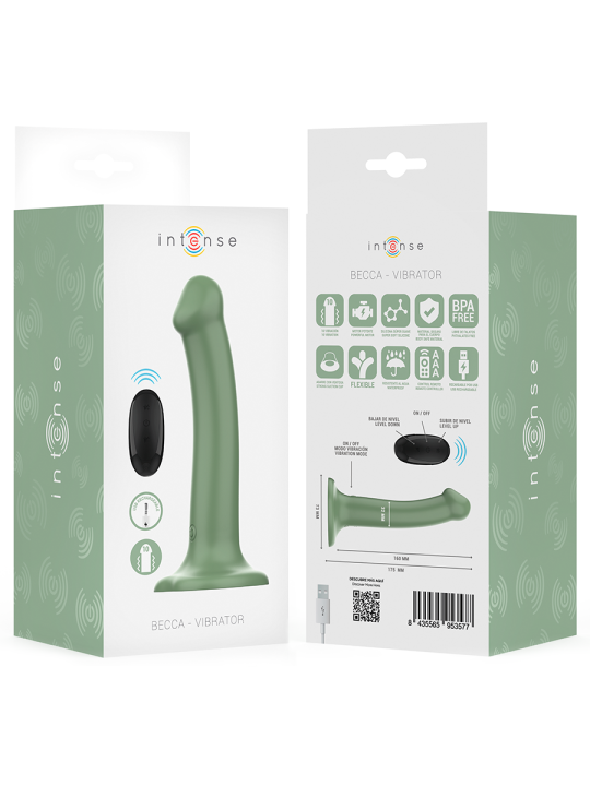 INTENSE - BECCA VIBRADOR CON VENTOSA 10 VIBRACIONES VERDE CONTROL REMO