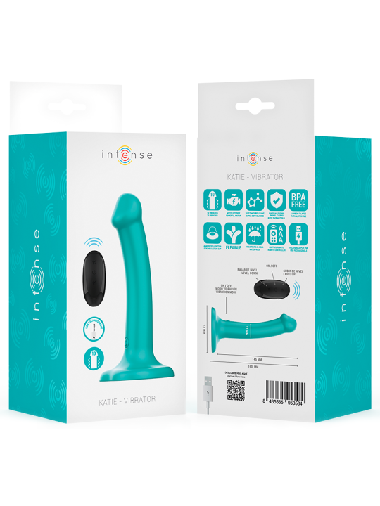 INTENSE - KATIE VIBRATORE CON VENTOSA 10 VIBRAZIONI TELECOMANDO BLU
