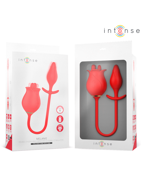 INTENSE - MELANIE DUBBELE CLITORIS STIMULATOR MET ZIGZAG TONG