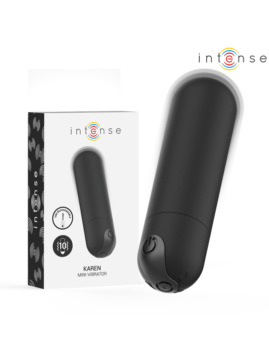 INTENSE - KAREN MINI BALA VIBRADORA 10 MODOS RECARGABLE NEGRO
