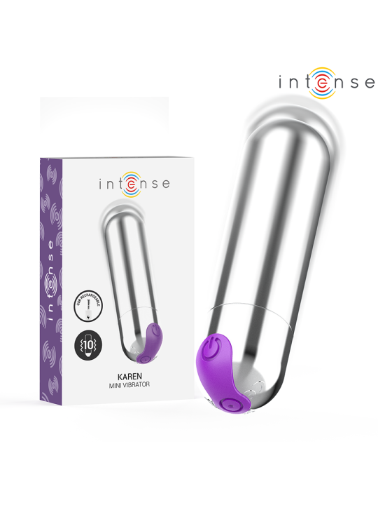 INTENSE - KAREN MINI BALA VIBRADORA 10 MODOS RECARGABLE PLATEADO