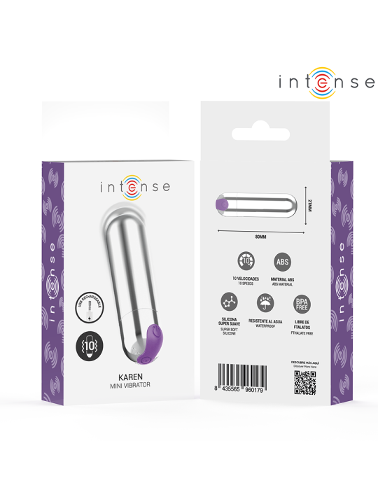 INTENSE - KAREN MINI PROIETTILE VIBRANTE RICARICABILE ARGENTO