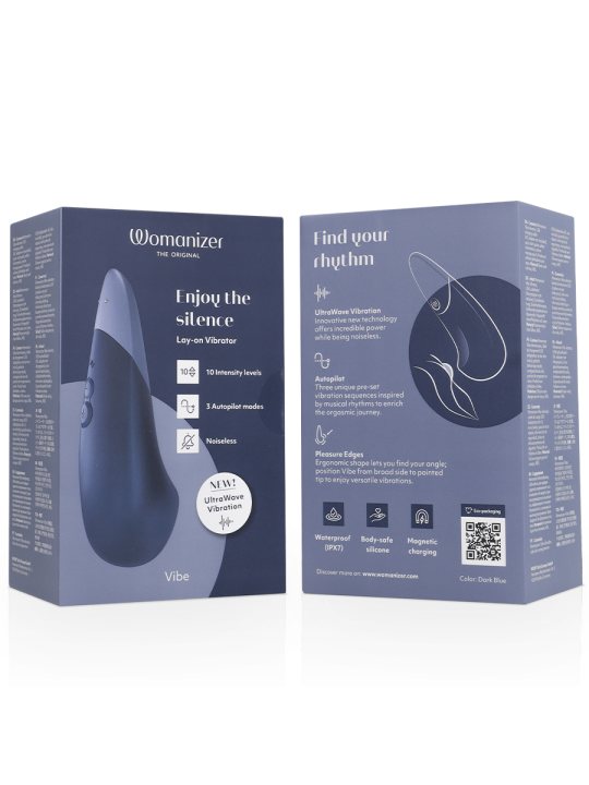 WOMANIZER - VIBE LAY-ON SILENT VIBRATOR DUNKELBLAU
