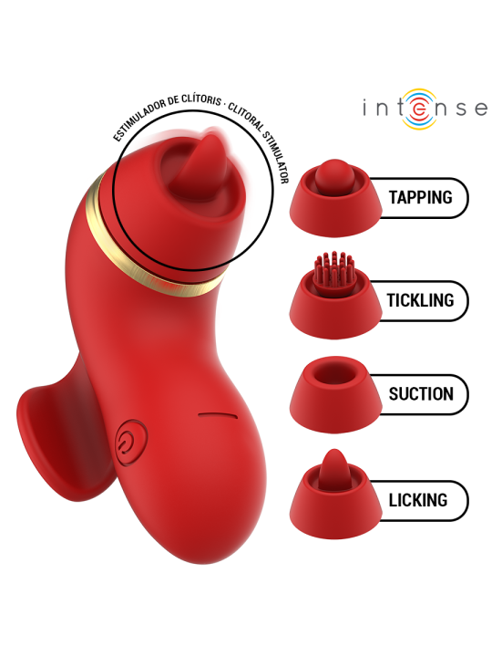 INTENSE - PATTY ESTIMULADOR CON 4 CABEZALES, SUCCIÓN, TAPPING, TICKLIN