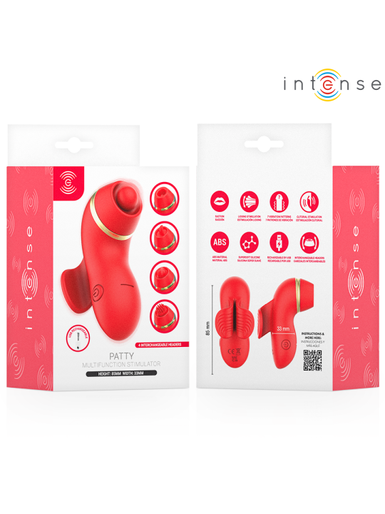 INTENSE - PATTY ESTIMULADOR CON 4 CABEZALES, SUCCIÓN, TAPPING, TICKLIN
