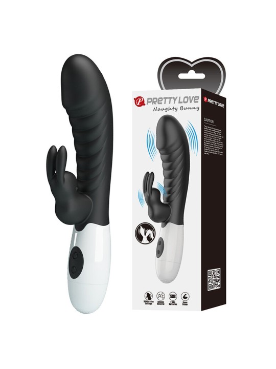 PRETTY LOVE - VIBRADOR COELHO NAUGHTY BUNNY COM 30 FUNÇÕES PRETO