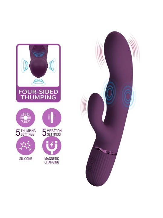 PRETTY LOVE - ZACH VIBRADOR RABBIT RECARGABLE CON EMPUJE 5+5 FUNCIONES
