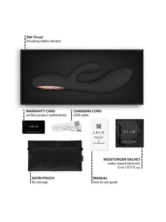 LELO - INA THRUST VIBRADOR RABBIT CON EMPUJE NEGRO