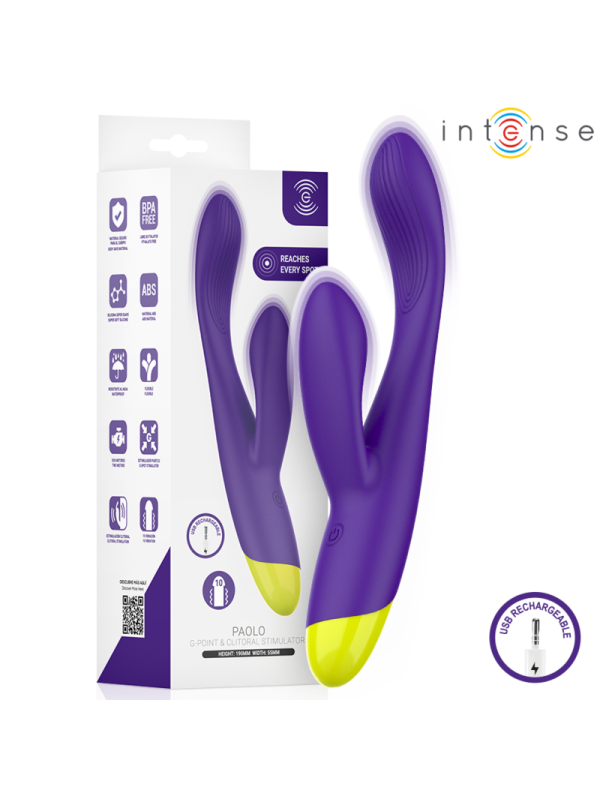 INTENSE - PAOLO ESTIMULADOR RABBIT RECARGABLE PARA PUNTO G Y CLÍTORIS