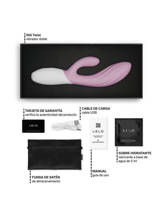 LELO - INA TWIST DOUBLE VIBRATOR RABBIT FOR G-SPOT AND CLITORIS PINK