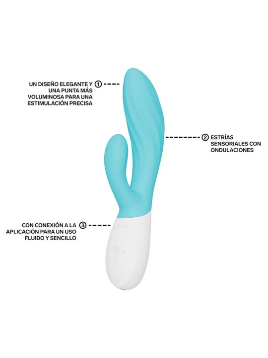 LELO - INA TWIST DUBBELE VIBRATOR KONIJN VOOR G-SPOT EN CLITORIS BLAUW