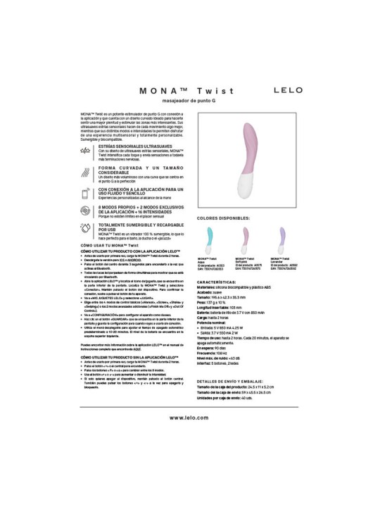 LELO - MONA TWIST VIBRATORE PER IL PUNTO G RICARICABILE E CONTROLLABIL