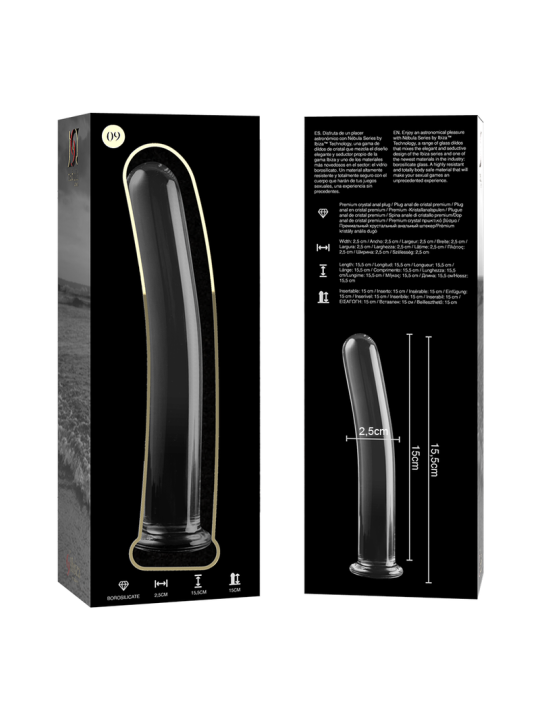NEBULA SERIES BY IBIZA - MODEL 9 DILDO BOROSILICATE GLASS CLEAR 15.5 C
