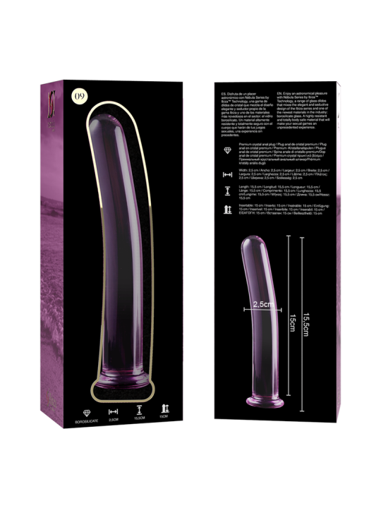 NEBULA SERIES BY IBIZA - MODÈLE 9 GODE EN VERRE BOROSILICATE ROSE 15.5