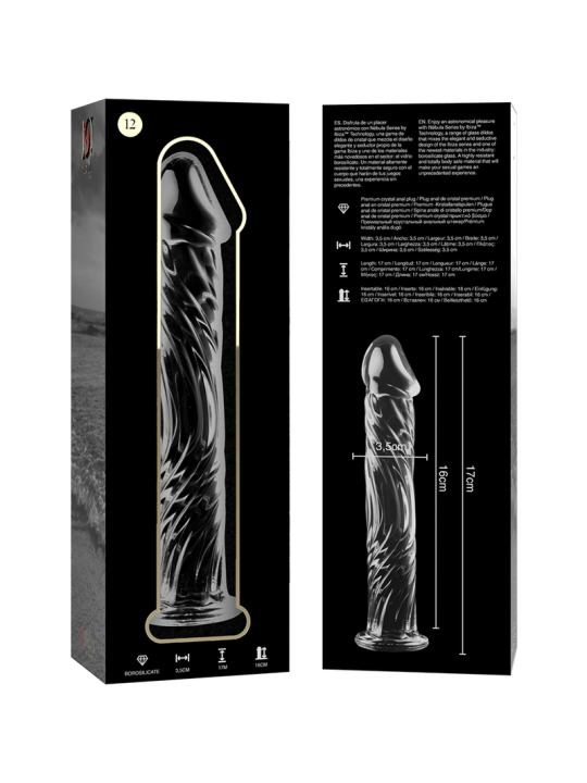 NEBULA SERIES BY IBIZA - MODEL 12 DILDO BOROSILICATE GLASS CLEAR 17 CM