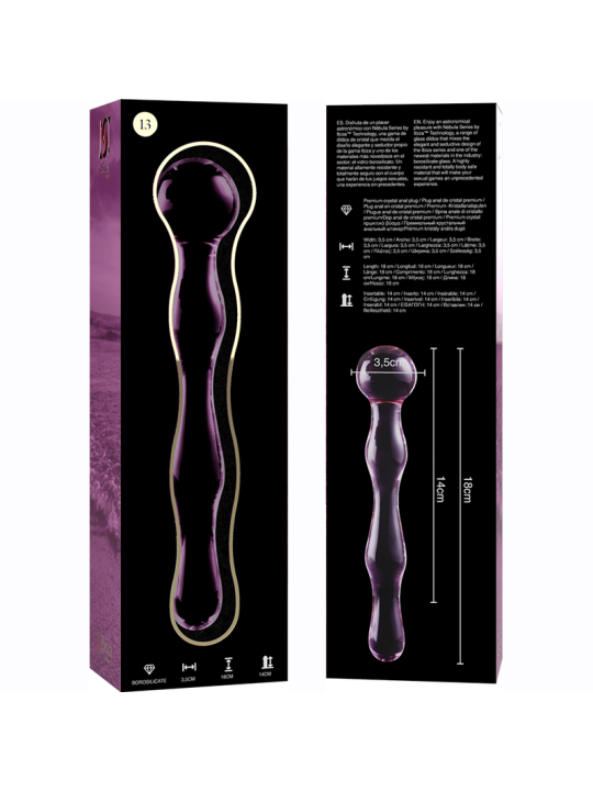 NEBULA SERIES BY IBIZA - MODEL 13 DILDO BOROSILICATE GLASS PINK 18 CM 