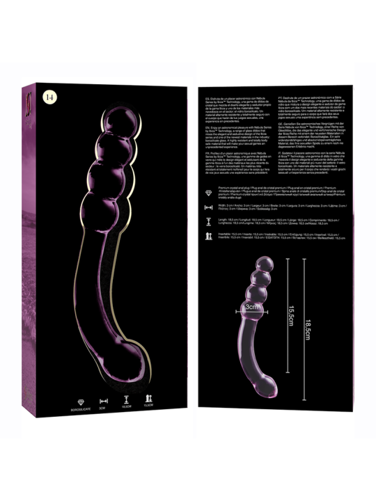 NEBULA SERIES BY IBIZA - MODELO 14 DILDO CRISTAL ROSA 18.5 CM -O- 3 CM