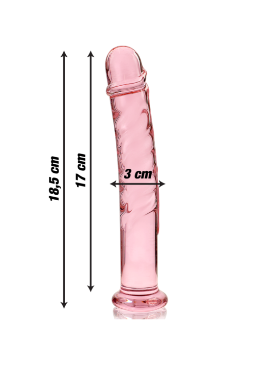 NEBULA SERIES BY IBIZA - MODEL 16 DILDO BOROSILICATE GLASS PINK 18.5 C