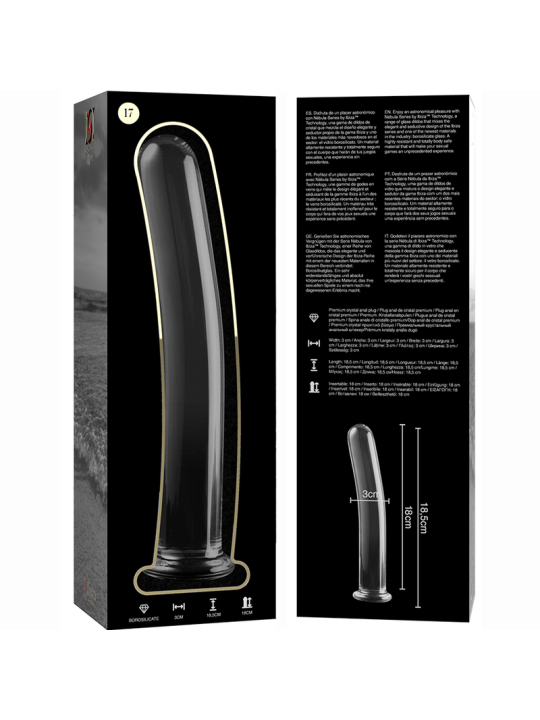 NEBULA SERIES BY IBIZA - MODEL 17 DILDO BOROSILICATE GLASS CLEAR 18.5 