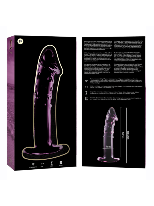 NEBULA SERIES BY IBIZA - MODEL 19 DILDO BOROSILICATE GLASS PINK 18.5 C