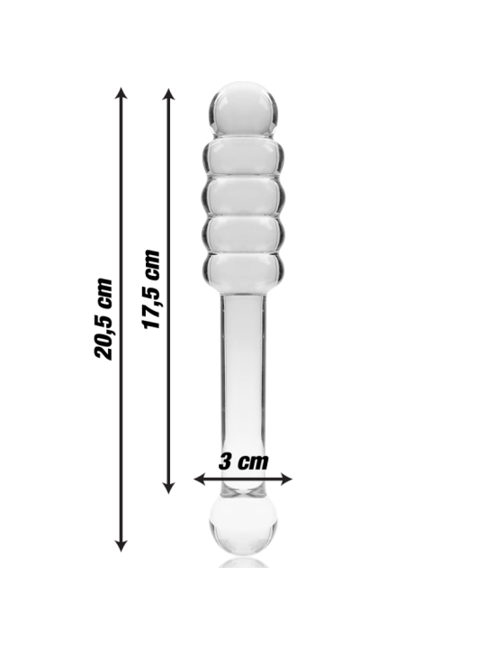 NEBULA SERIES BY IBIZA - MODEL 20 DILDO BOROSILICATE GLASS CLEAR 20.5 