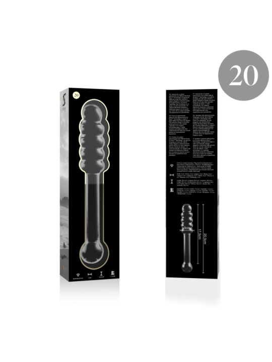 NEBULA SERIES BY IBIZA - MODEL 20 DILDO BOROSILICATE GLASS CLEAR 20.5 