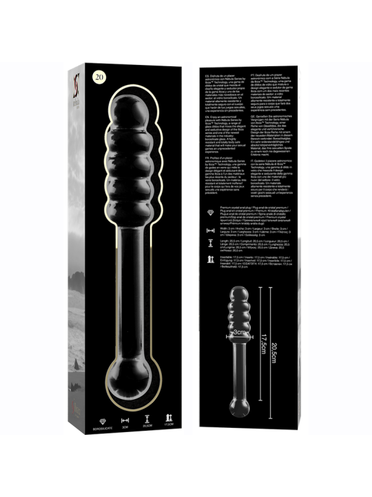 NEBULA SERIES BY IBIZA - MODEL 20 DILDO BOROSILICATE GLASS CLEAR 20.5 