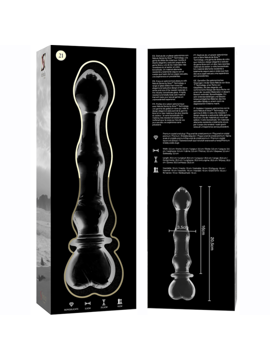 NEBULA SERIES BY IBIZA - MODEL 21 DILDO BOROSILICATE GLASS CLEAR 20.5 