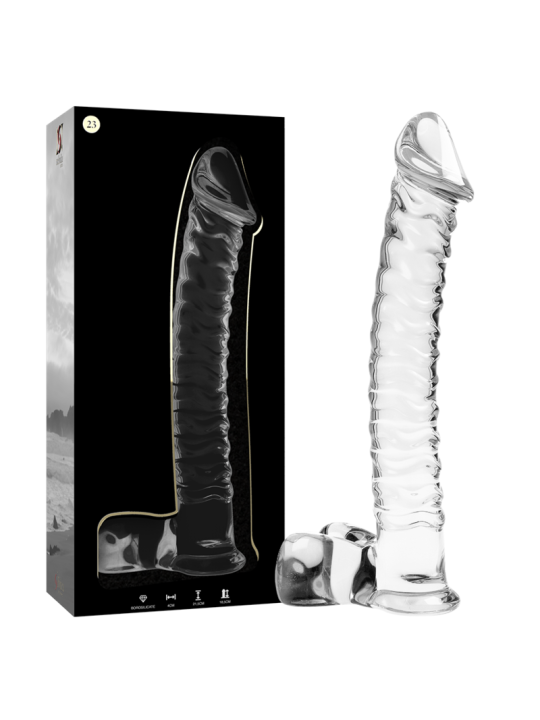 NEBULA SERIES BY IBIZA - MODEL 23 DILDO BOROSILICATE GLASS CLEAR 21.5 