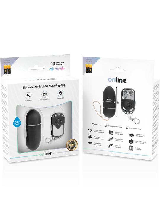 ONLINE - OEUF VIBRANT TÉLÉCOMMANDE L NOIR