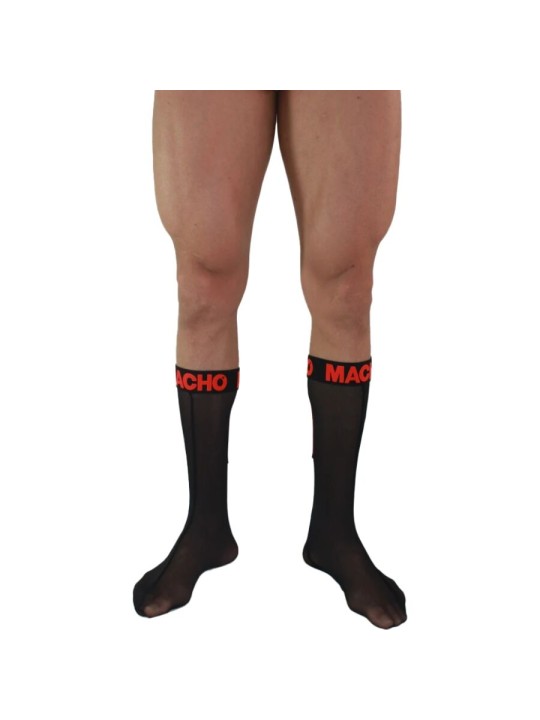 MACHO - DUNNE SOKKEN ZWART/ROOD ONE SIZE