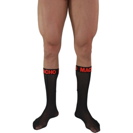 MACHO - DUNNE SOKKEN ZWART/ROOD ONE SIZE