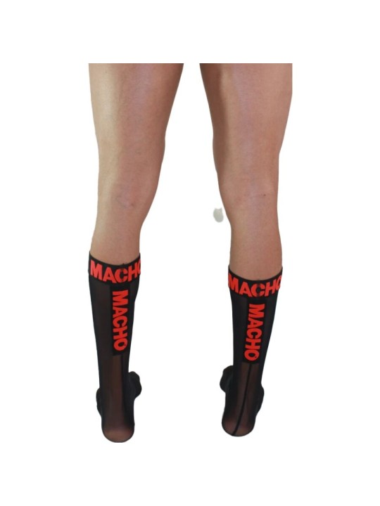 MACHO - DUNNE SOKKEN ZWART/ROOD ONE SIZE