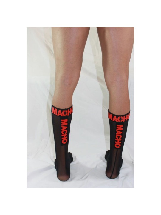 MACHO - MEIAS FINAS TAMANHO ÚNICO PRETO/VERMELHO