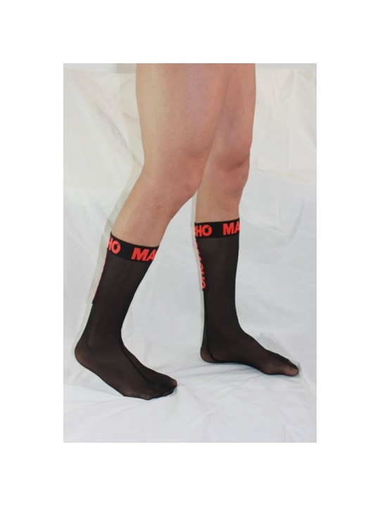 MACHO - DÜNNE SOCKEN EINHEITSGRÖSSE SCHWARZ/ROT