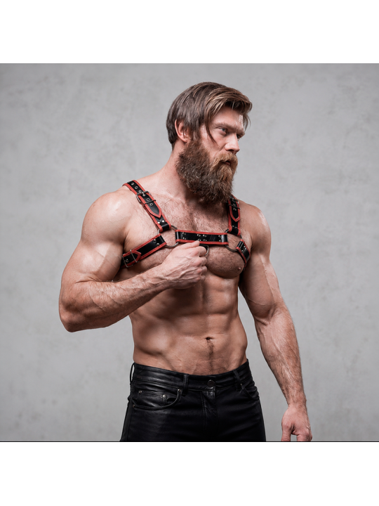 FETISH SUBMISSIVE ATTITUDE - ARNÊS DE PEITORAL DE COURO ECOLÓGICO MASC