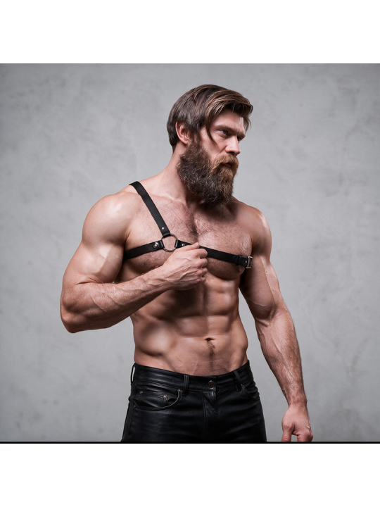 FETISH SUBMISSIVE - HARNAIS EN CUIR ÉCOLOGIQUE POUR HOMMES ÉPAULES CRO