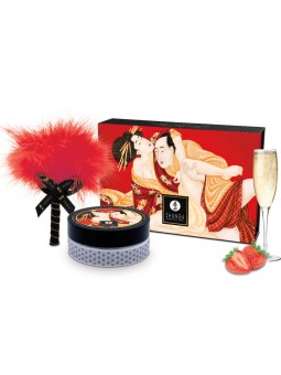 SHUNGA - AARDBEIEN EETBARE MASSAGEPOEDER KIT