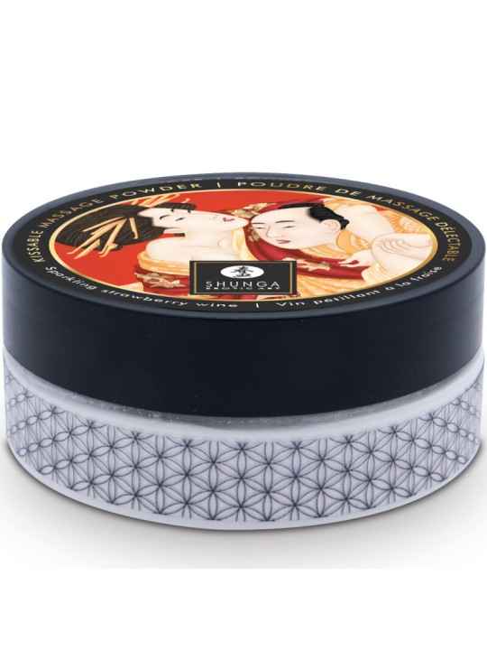 SHUNGA - AARDBEIEN EETBARE MASSAGEPOEDER KIT