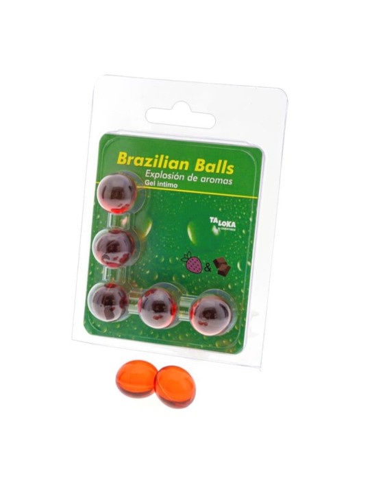 TALOKA - 5 BRAZILIAN BALLS STRAWBERRY & CHOCOLATE INTIMATE GEL