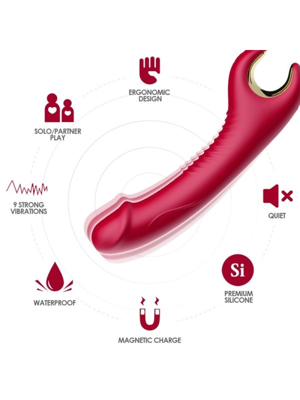 ARMONY - PRINCE DILDO VIBRADOR E ROTATOR VERMELHO