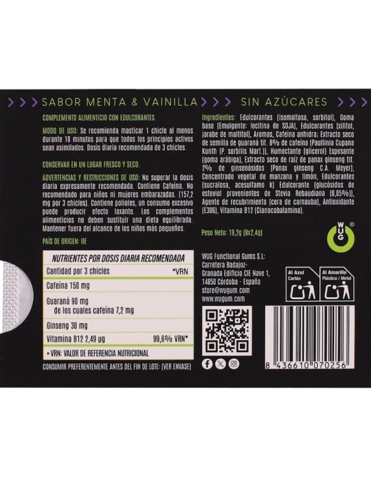 WUG On – Energía inmediata en formato chicle BLISTER 8 UDS