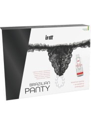 INTT RELEASES - CULOTTE BRÉSILIENNE NOIRE AVEC PERLES ET GEL LUBRIFIAN