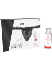 INTT RELEASES - CULOTTE BRÉSILIENNE NOIRE AVEC PERLES ET GEL LUBRIFIAN