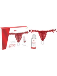 INTT RELEASES - RODE BRAZILIAANSE PANTY MET PARELS EN GLIJGEL 50 ML