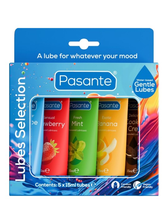 PASANTE - PACK ASSORTED FLAVOR LUBRICANTS 5 UNITS X 15 ML
