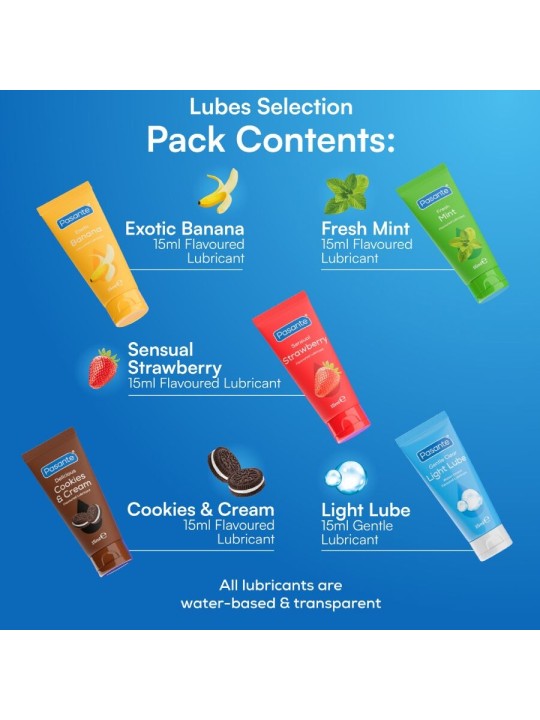 PASANTE - PACK LUBRIFICANTES SABORES SORTIDOS 5 UNIDADES X 15 ML