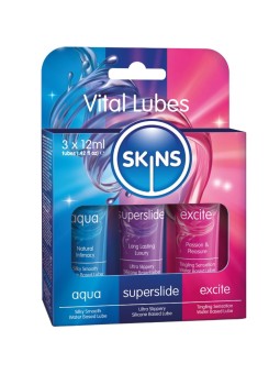SKINS - VITAL LUBES KIT AQUA, SUPERSLIDE & EXCITE LUBRICANTS 3 x 12 ML
