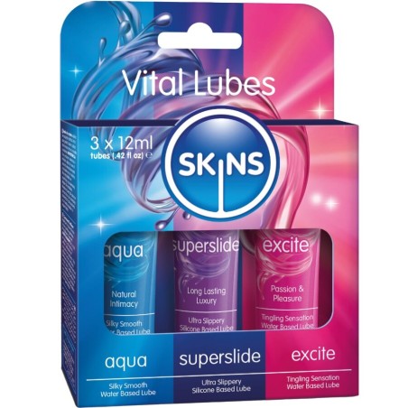 SKINS - VITAL LUBES KIT AQUA, SUPERSLIDE & EXCITE SMEERMIDDELEN 3 x 12